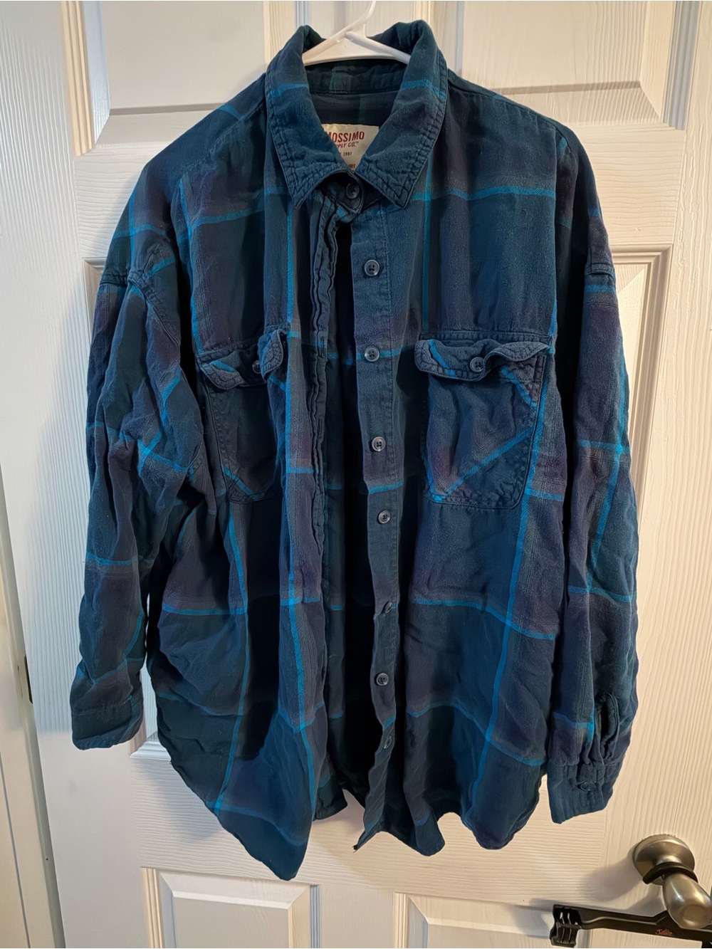 Mossimo Supply Co. Navy Blue Plaid Button-Up Shirt